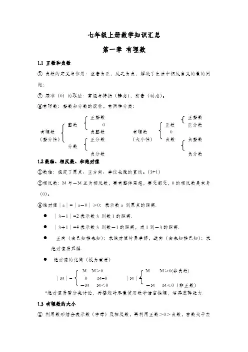 沪科版七年级上册数学知识点汇总(最新最全)