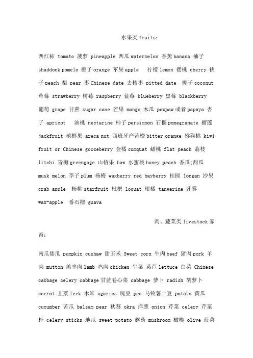 水果英文名大全