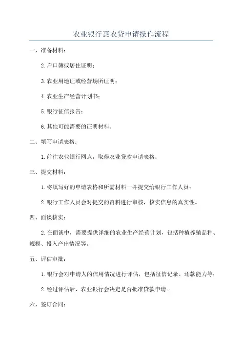 农业银行惠农贷申请操作流程