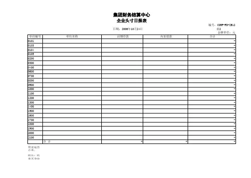 集团财务中心企业头寸日报表