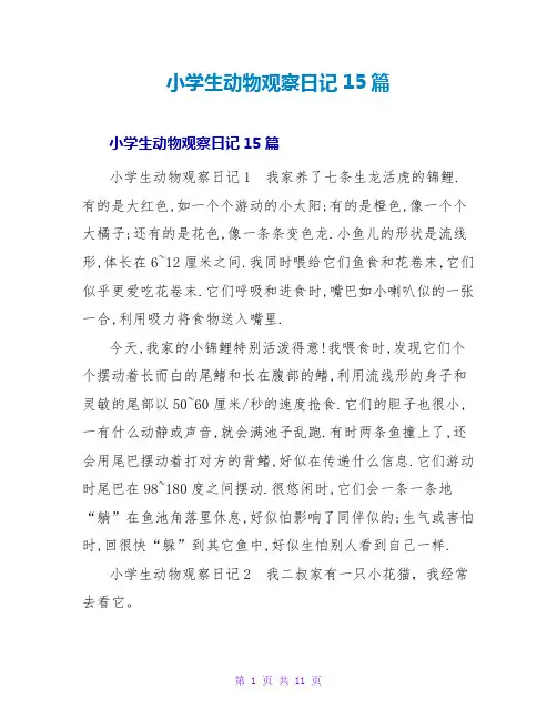 小学生动物观察日记15篇