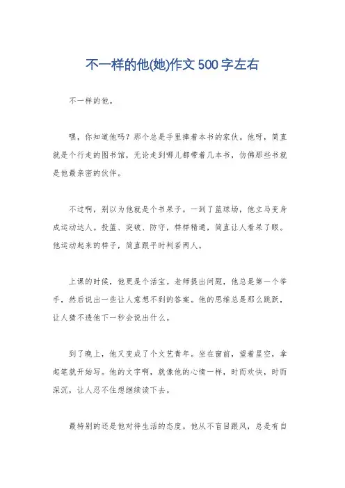 不一样的他(她)作文500字左右