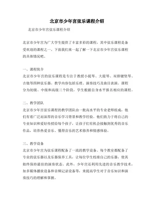 北京市少年宫弦乐课程介绍