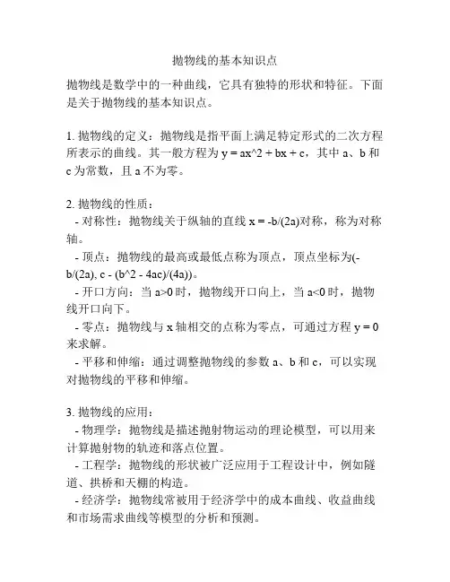 抛物线的基本知识点