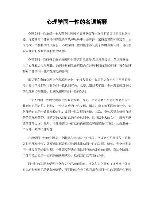 心理学同一性的名词解释