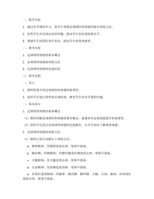大学足球球性球感训练教案