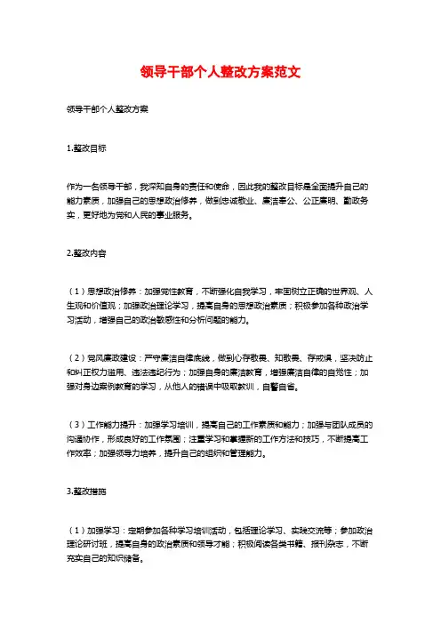 领导干部个人整改方案范文 (2)