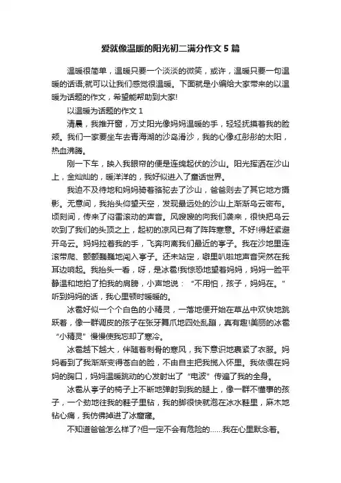 爱就像温暖的阳光初二满分作文5篇