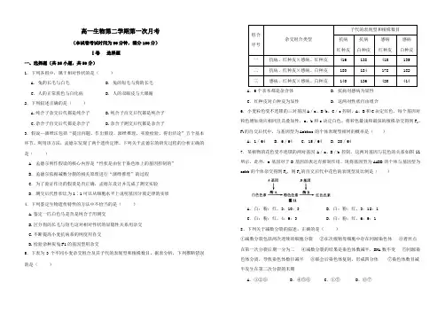 高一生物月考题(必修二 第一二章)