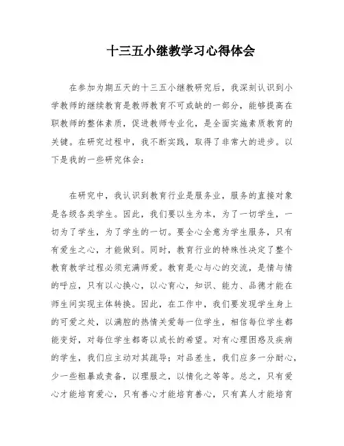 十三五小继教学习心得体会