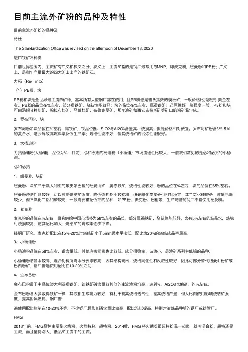 目前主流外矿粉的品种及特性