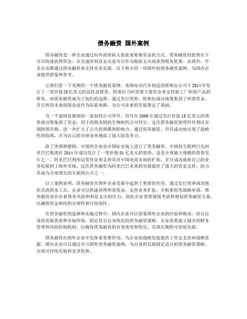 债务融资 国外案例
