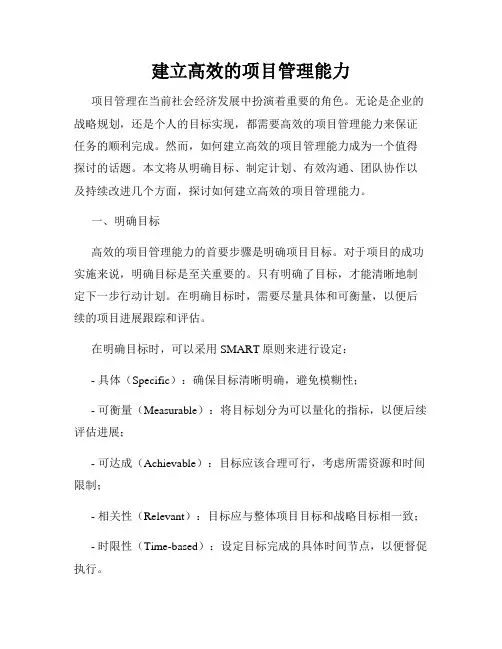 建立高效的项目管理能力