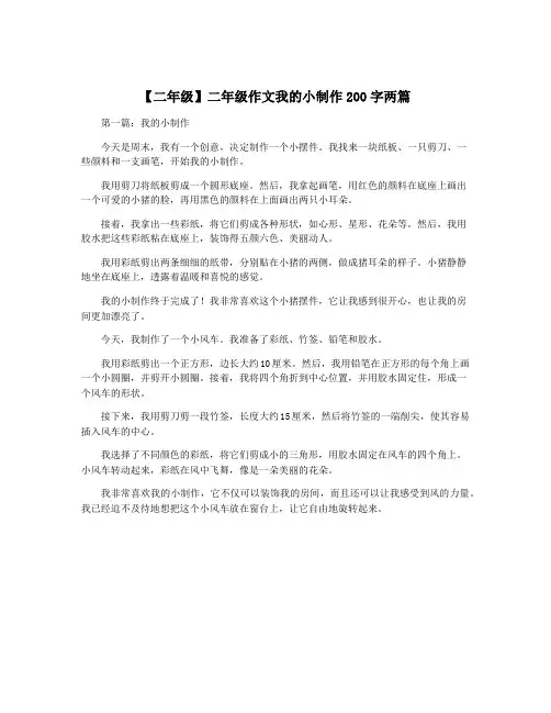 【二年级】二年级作文我的小制作200字两篇