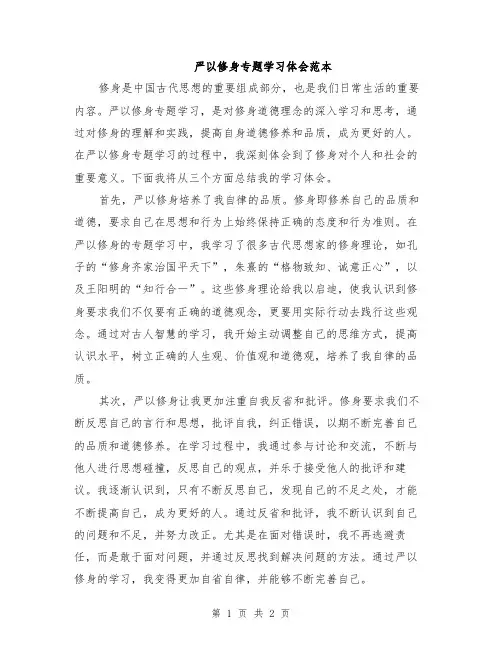严以修身专题学习体会范本