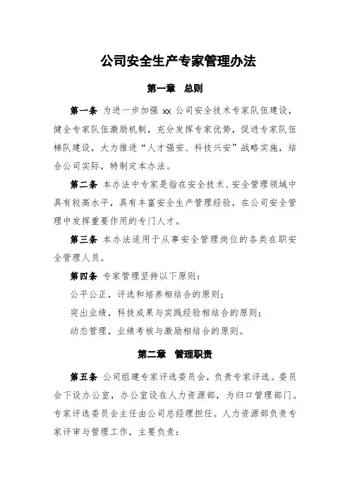 公司安全生产专家管理办法