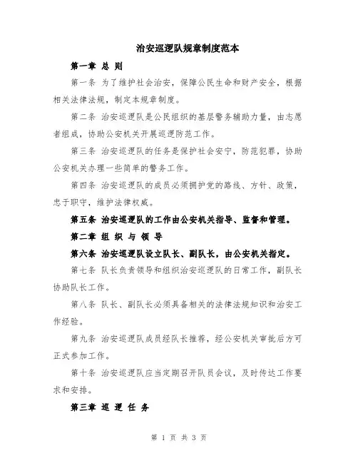 治安巡逻队规章制度范本