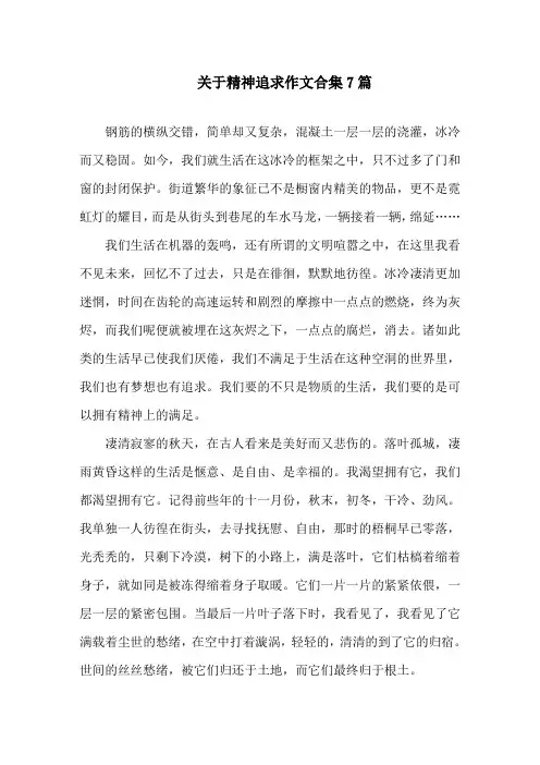 关于精神追求作文合集7篇精选