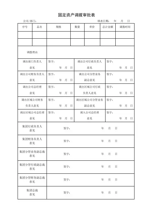 固定资产调拨审批表