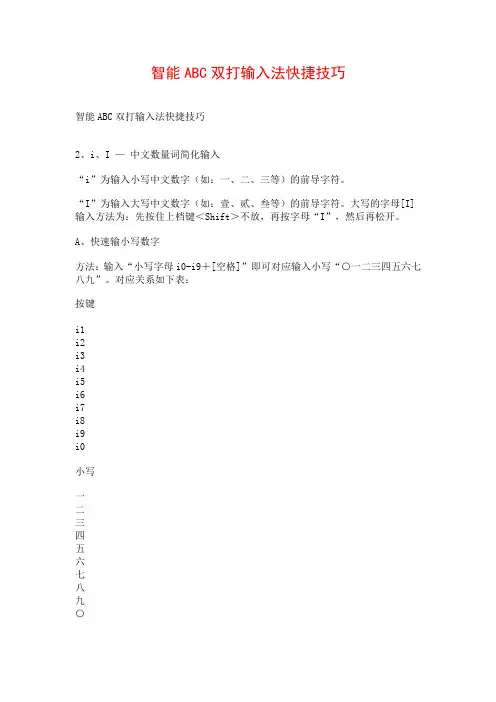 智能ABC双打输入法快捷技巧