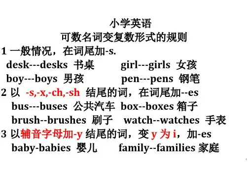 小学英语名词单数变复数规则及练习