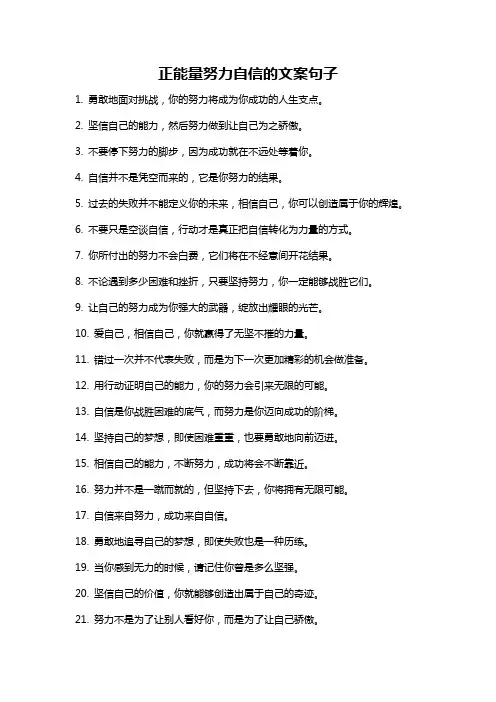 正能量努力自信的文案句子
