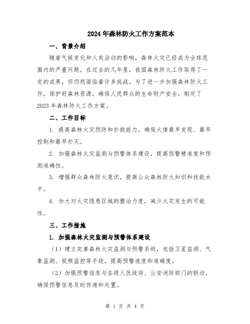 2024年森林防火工作方案范本