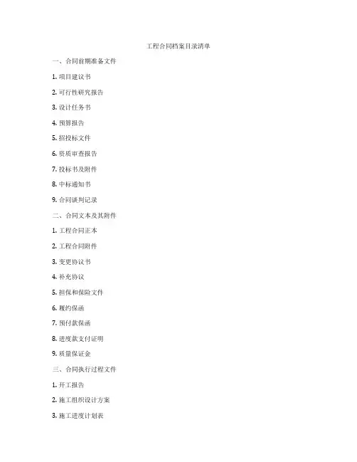 工程合同档案目录清单