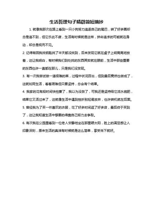 生活哲理句子精辟简短摘抄