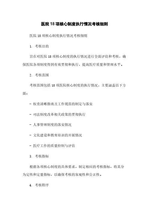 医院18项核心制度执行情况考核细则