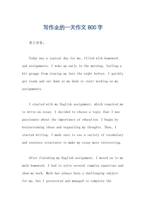 写作业的一天作文800字