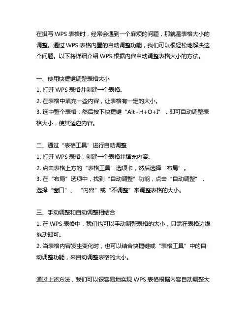 wps根据内容自动调整表格大小的方法