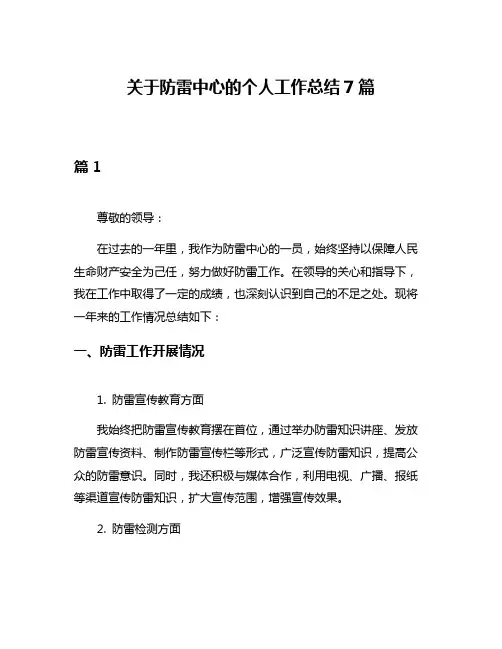 关于防雷中心的个人工作总结7篇