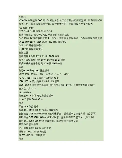 常见基团红外光谱特征频率解读