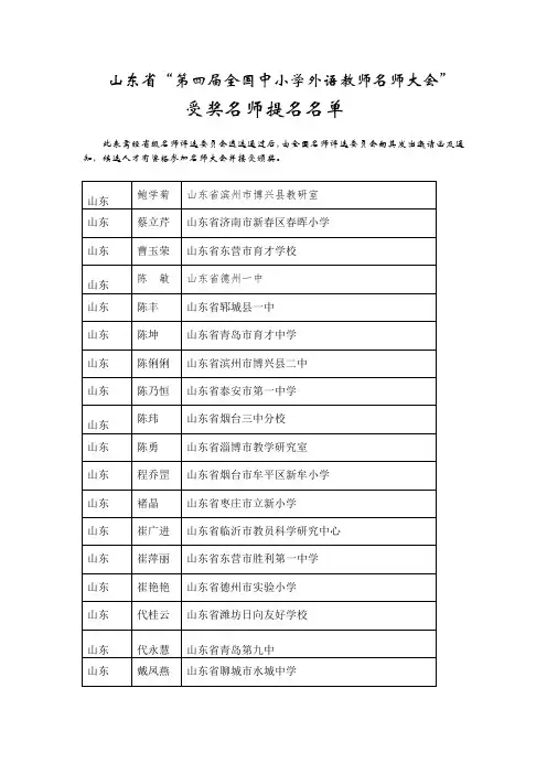 山东省第四届全国中小学外语教师名师大会