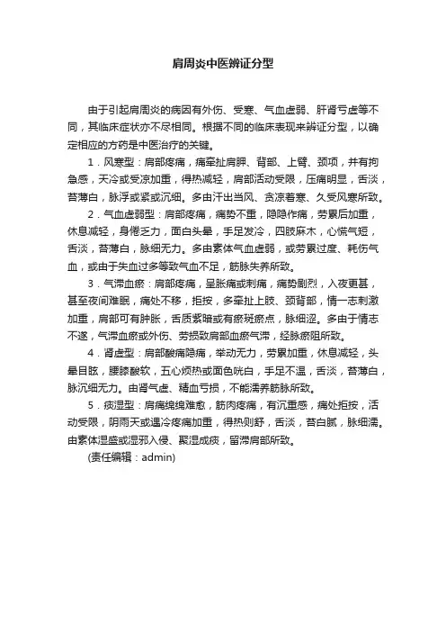 肩周炎中医辨证分型