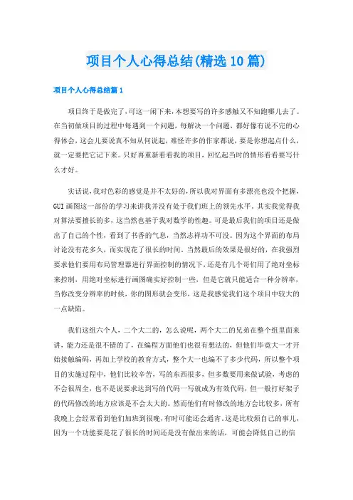 项目个人心得总结(精选10篇)