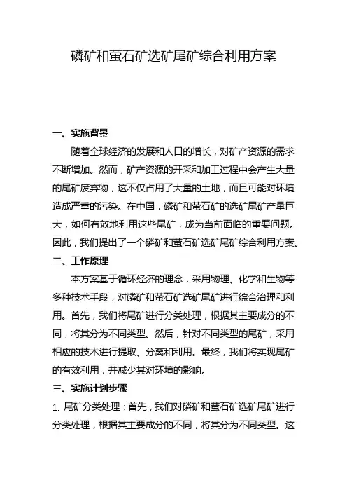 磷矿和萤石矿选矿尾矿综合利用方案(二)