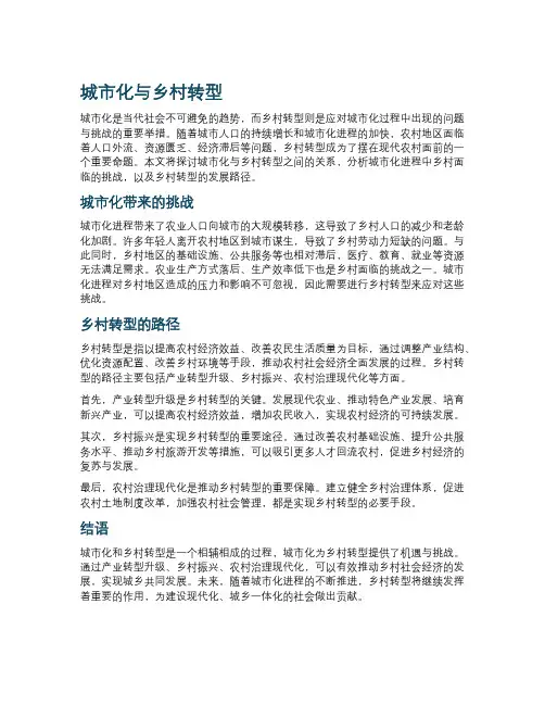 城市化与乡村转型
