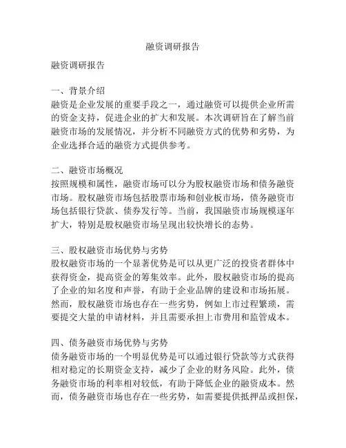 融资调研报告