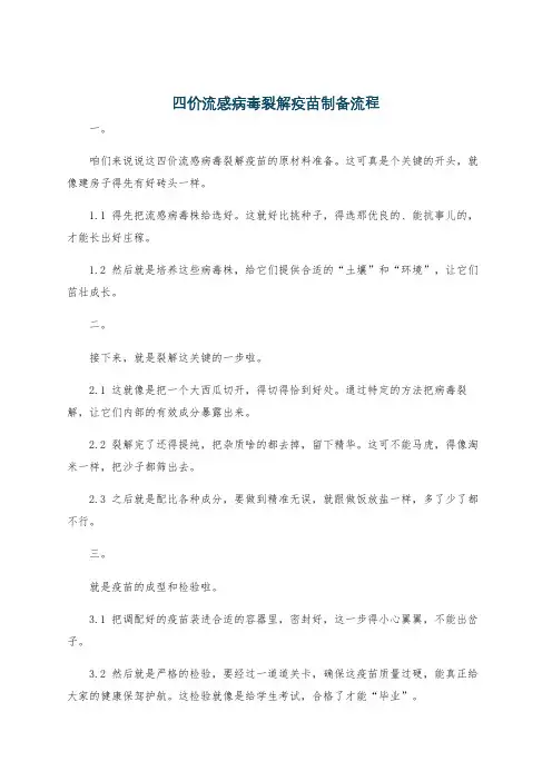 四价流感病毒裂解疫苗制备流程