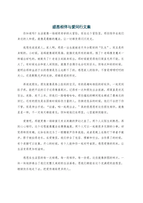 感恩相伴与爱同行文案