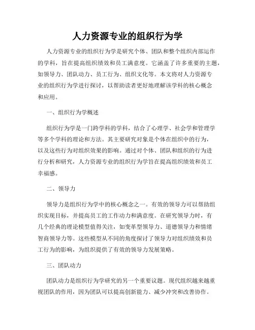 人力资源专业的组织行为学