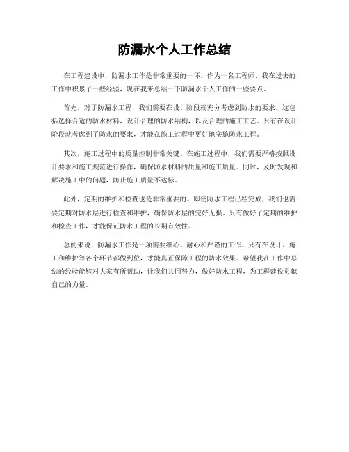 防漏水个人工作总结