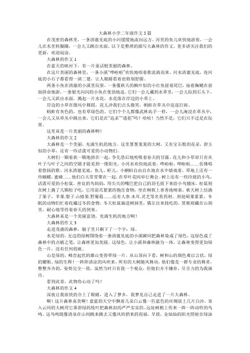 大森林小学二年级作文5篇