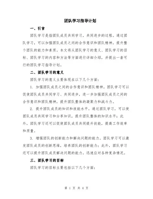 团队学习指导计划