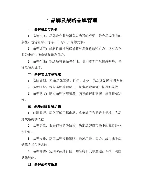 1-品牌及战略品牌管理