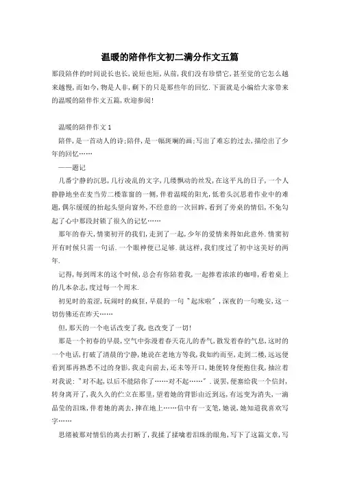 温暖的陪伴作文初二满分作文五篇