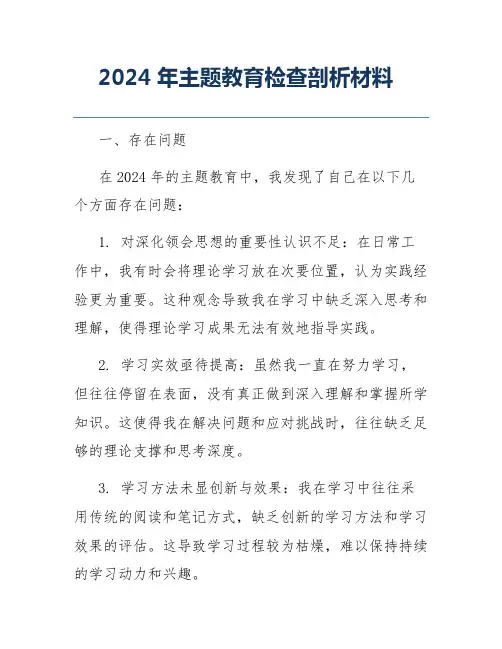 2024年主题教育检查剖析材料