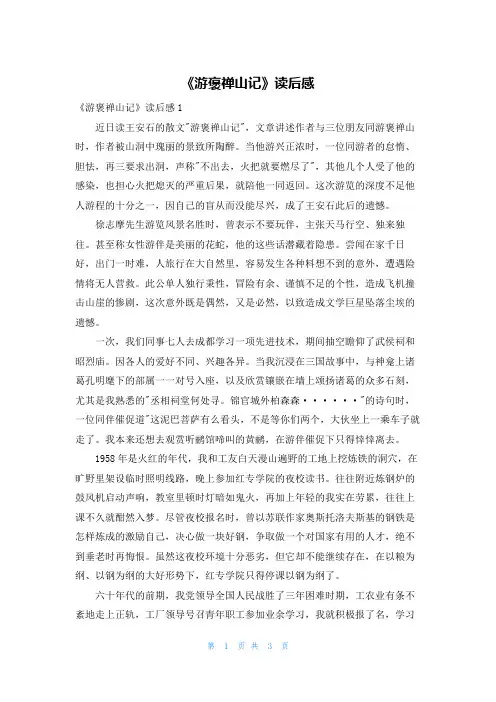 《游褒禅山记》读后感